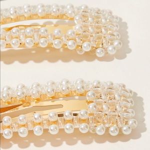 Faux Pearl Deign Hair Snap Clip 2pcs